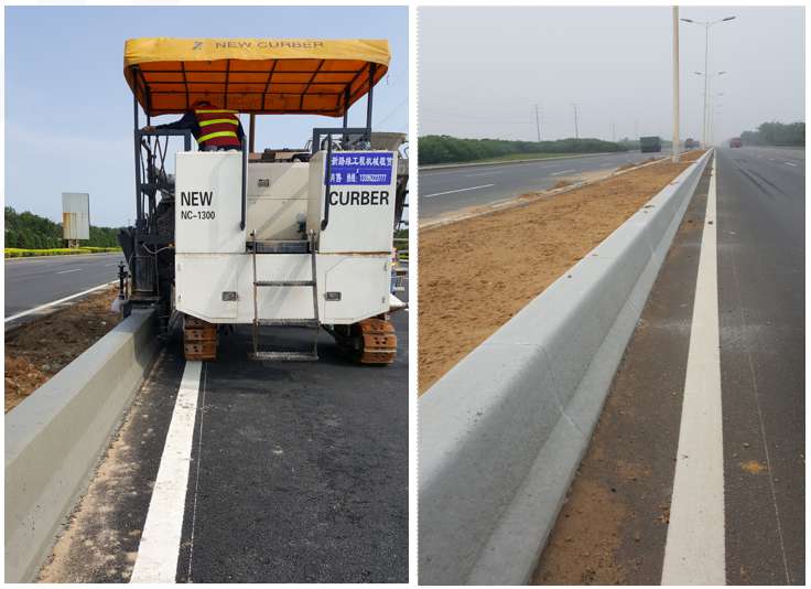 路缘石滑模机整体摊铺硬路肩和路缘石的优点和意义